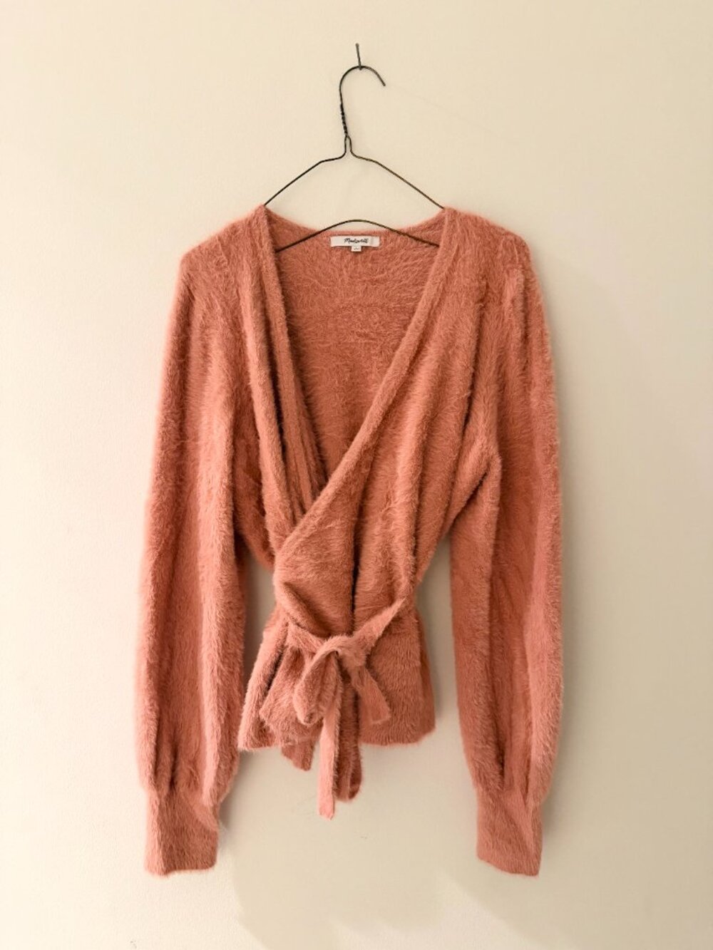Madewell Balloon-Sleeve Wrap Sweater Burnished Blush Size M